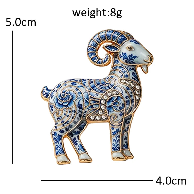 PENDRA Porcelain Animal Collection Brooch