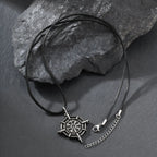 Retro Viking Rune Compass Necklace for Men Boys,Gun black Stainless Steel Talisman Collars,Stylish Punk Jewelry Gift