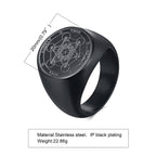 Men Signet Rings, Mens Amulet Ring,Solomon's Secret Seal Horse Seal of the seven archangels Stainless Steel Ring Jewelry