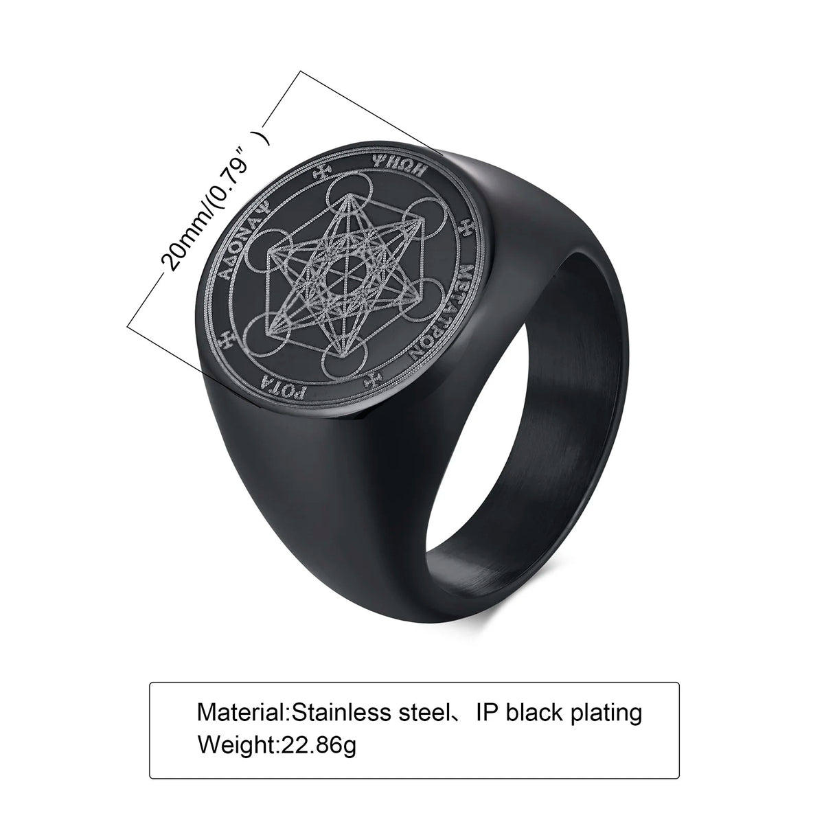 Men Signet Rings, Mens Amulet Ring,Solomon's Secret Seal Horse Seal of the seven archangels Stainless Steel Ring Jewelry