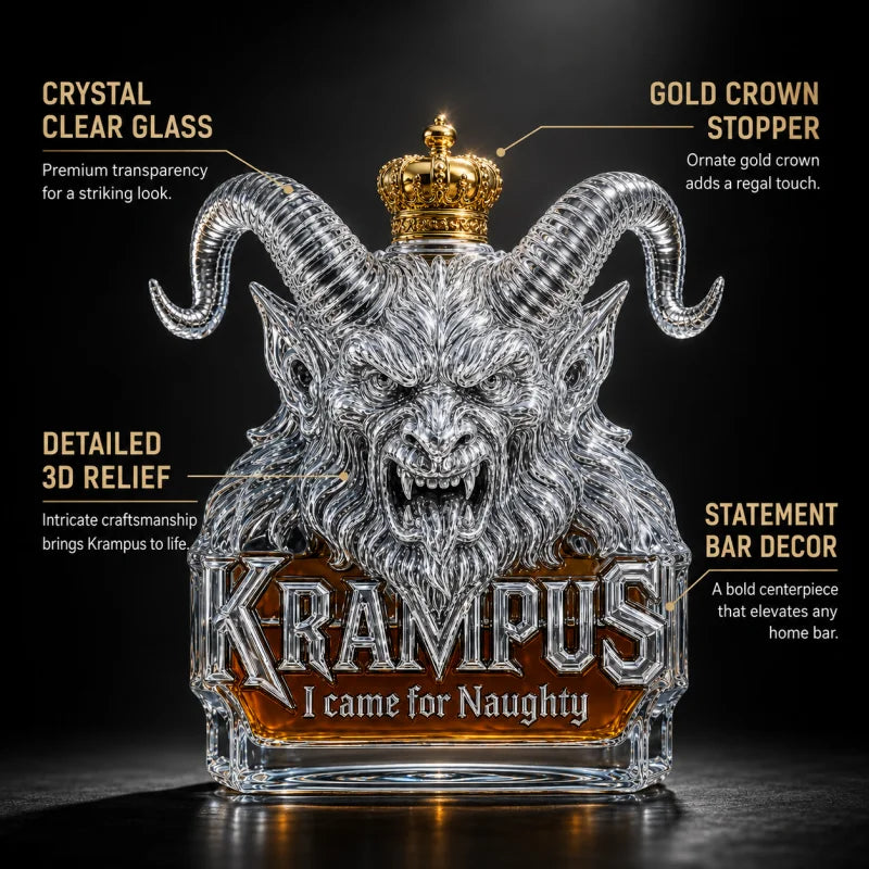 Krampus Gothic Demon Horn Glass Decanter Creative Spirits Bottle for Whiskey Bourbon Rum and Holiday Decoration