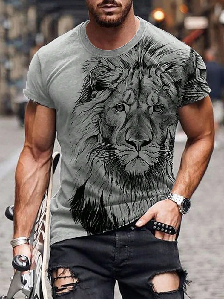 PENDRA Short-Sleeve Lion Print T-Shirt