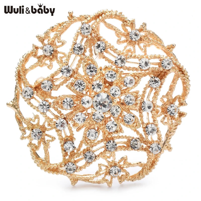 PENDRA Stella Vintage Rhinestone Star-Flower Brooch
