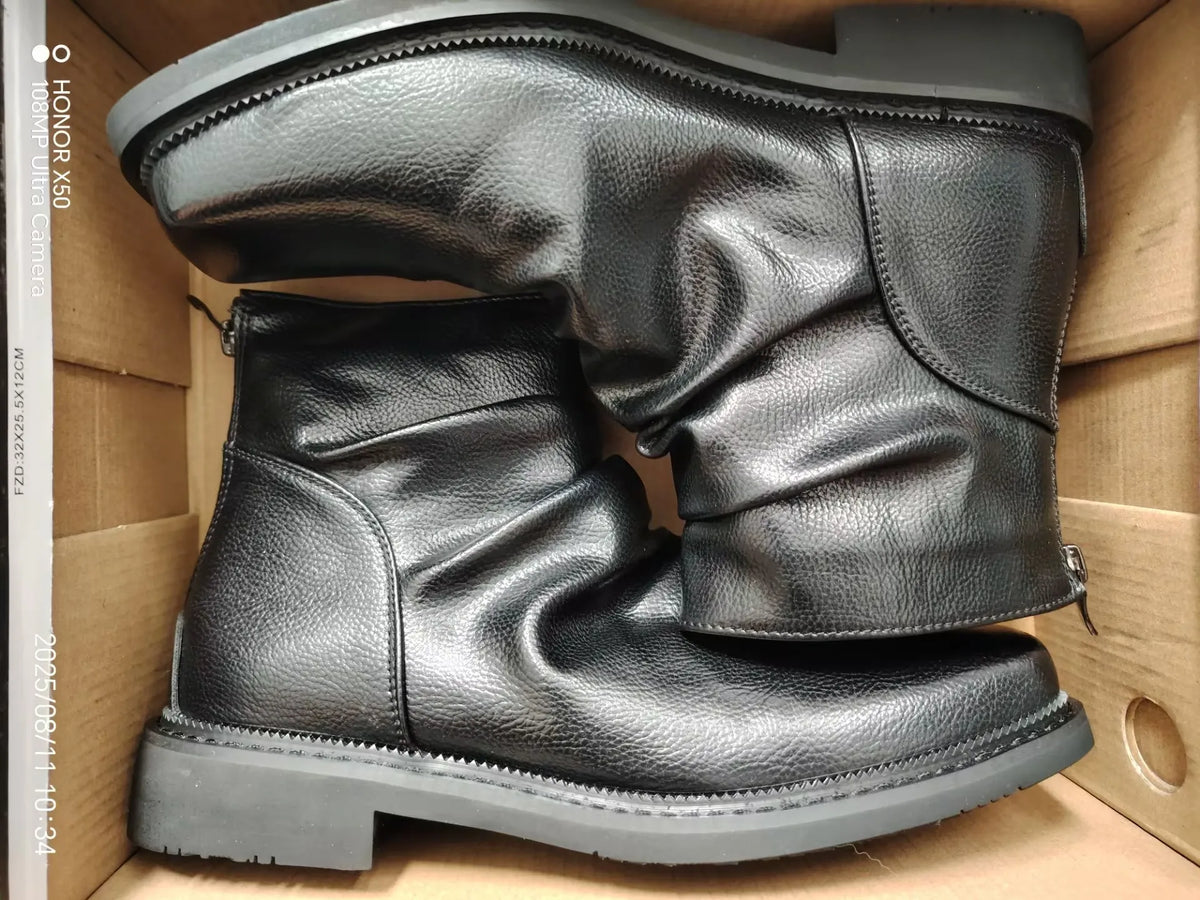PENDRA Leather Zipper Platform Boots