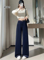 Corduroy suit wide leg pants women in autumn and winter high waist lazy style thick velvet warmth and versatile pants