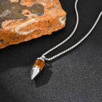 Stylish Bullet Necklaces for Men,Stainless Steel Natural Stone Pendant Necklace,Healing Jewelry Gift for Father Husband Son