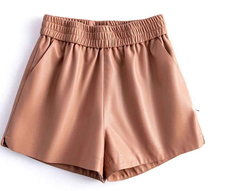 PENDRA Sheepskin Wide Leg Leather Shorts