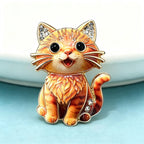 PENDRA Sitting Kitty Rhinestone Brooch