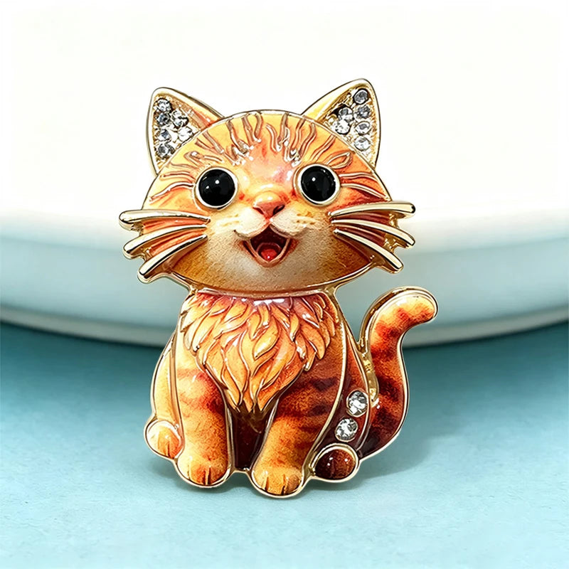 PENDRA Sitting Kitty Rhinestone Brooch