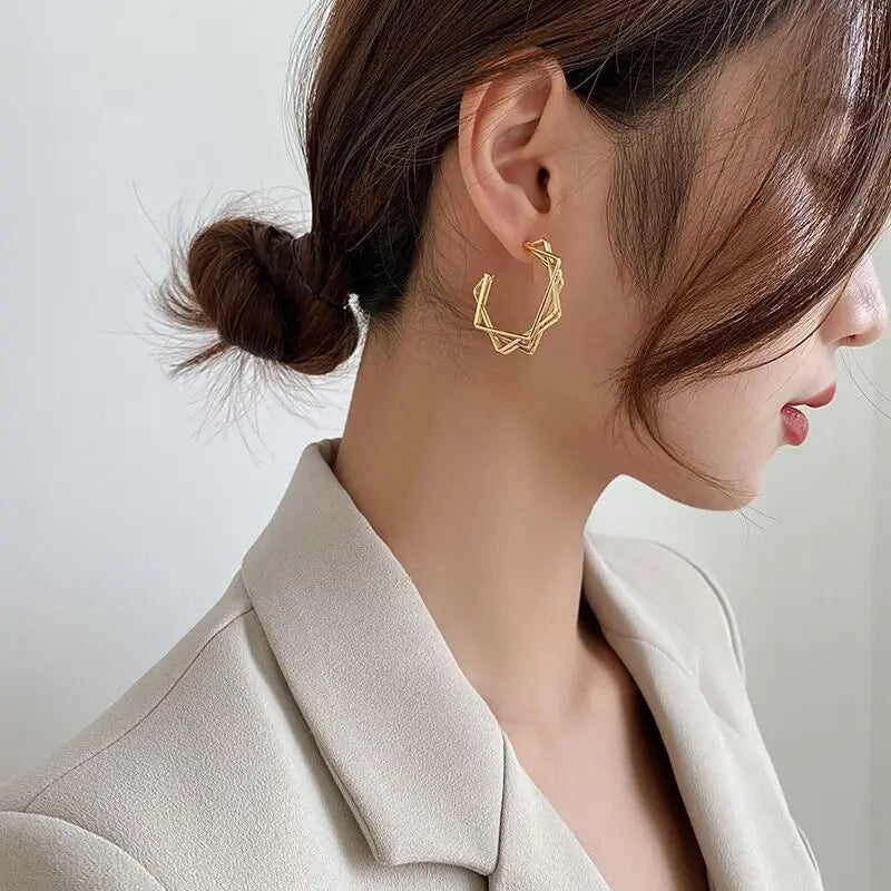 VENTFILLE Silver Gold Color Geometry Earrings For Women Girl Simplicity Multi-Storey Fashion Jewelry Birthday Gift Dropshipping