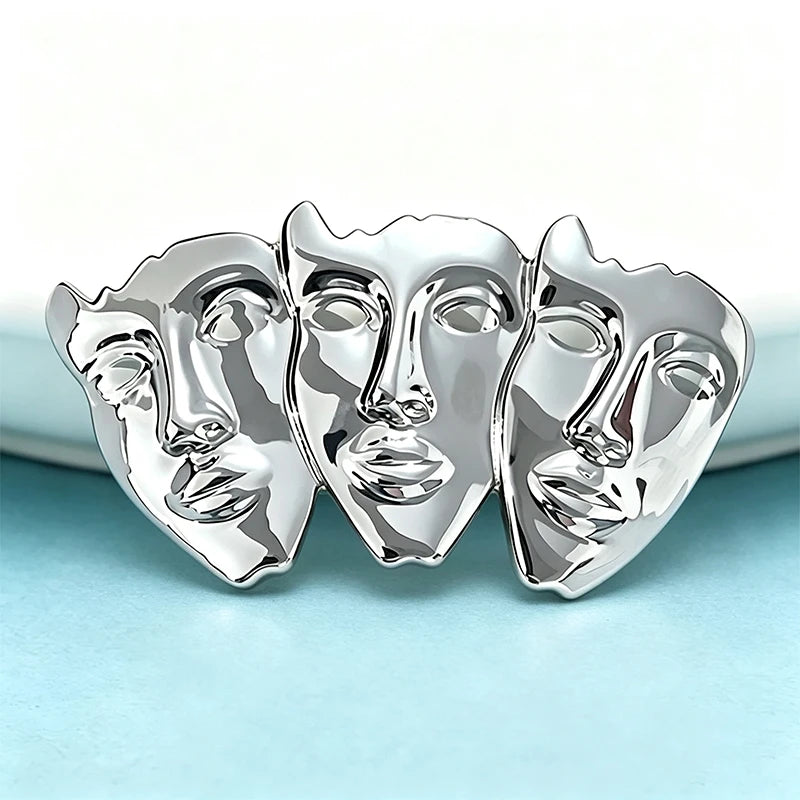 PENDRA Art Three Faces Brooch