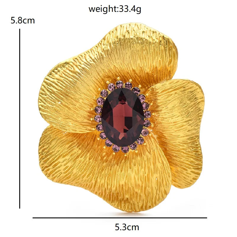 PENDRA Elara 2-Color Rhinestone Flower Brooch