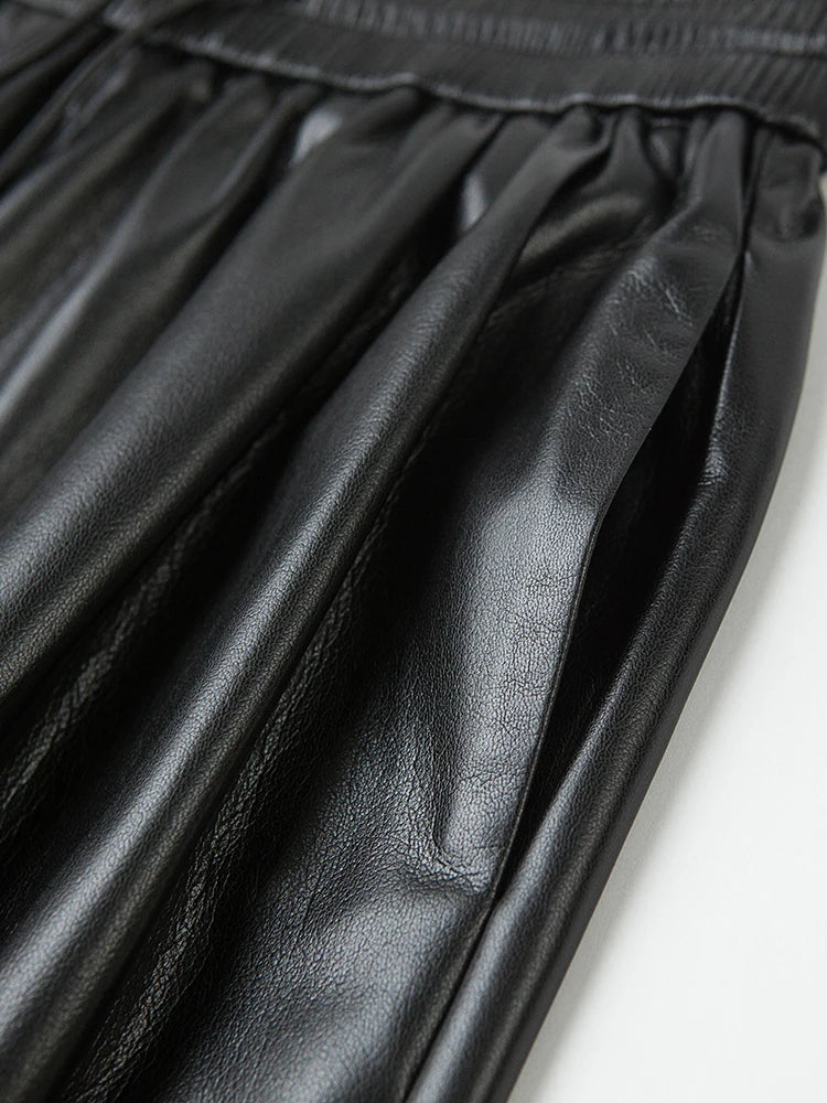 PENDRA Cropped Straight Leg PU Leather Pants