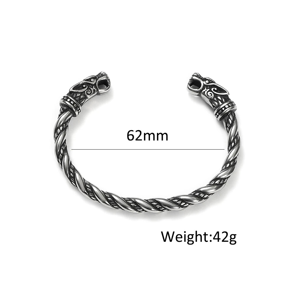PENDRA Valknor Stainless Steel Double Dragon Bracelet