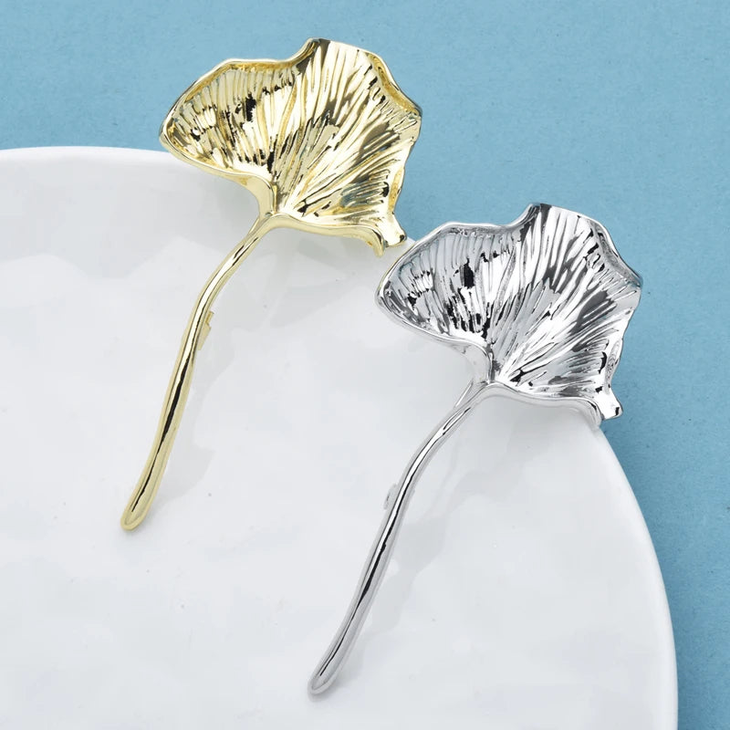 PENDRA Ginkgo Stainless Steel 2-Color Leaf Brooch
