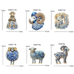 PENDRA Porcelaine Blue-White Goat Brooch