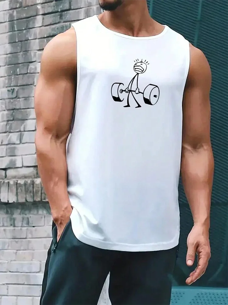 Summer Daily Casual Men's Loose Sleeveless T-shirt Outdoor Fitness Sports Men's Tank Top Street Fashion USA Flag Print Men's Top