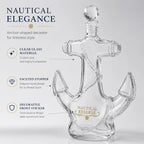 Creative Anchor Shape Glass Spirits Decanter 350ml Whiskey Storage Bottle with Gold Nautical Sticker for Bar Decor Gift
