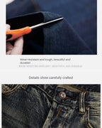 MEN FASHION Korean Style Clothes Brushed Fleece Denim Cargo Vintage Winter Straight Slim Luxury Streetwear 90s Trousers for Men