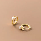 PENDRA Silver Gold Pearl Earrings
