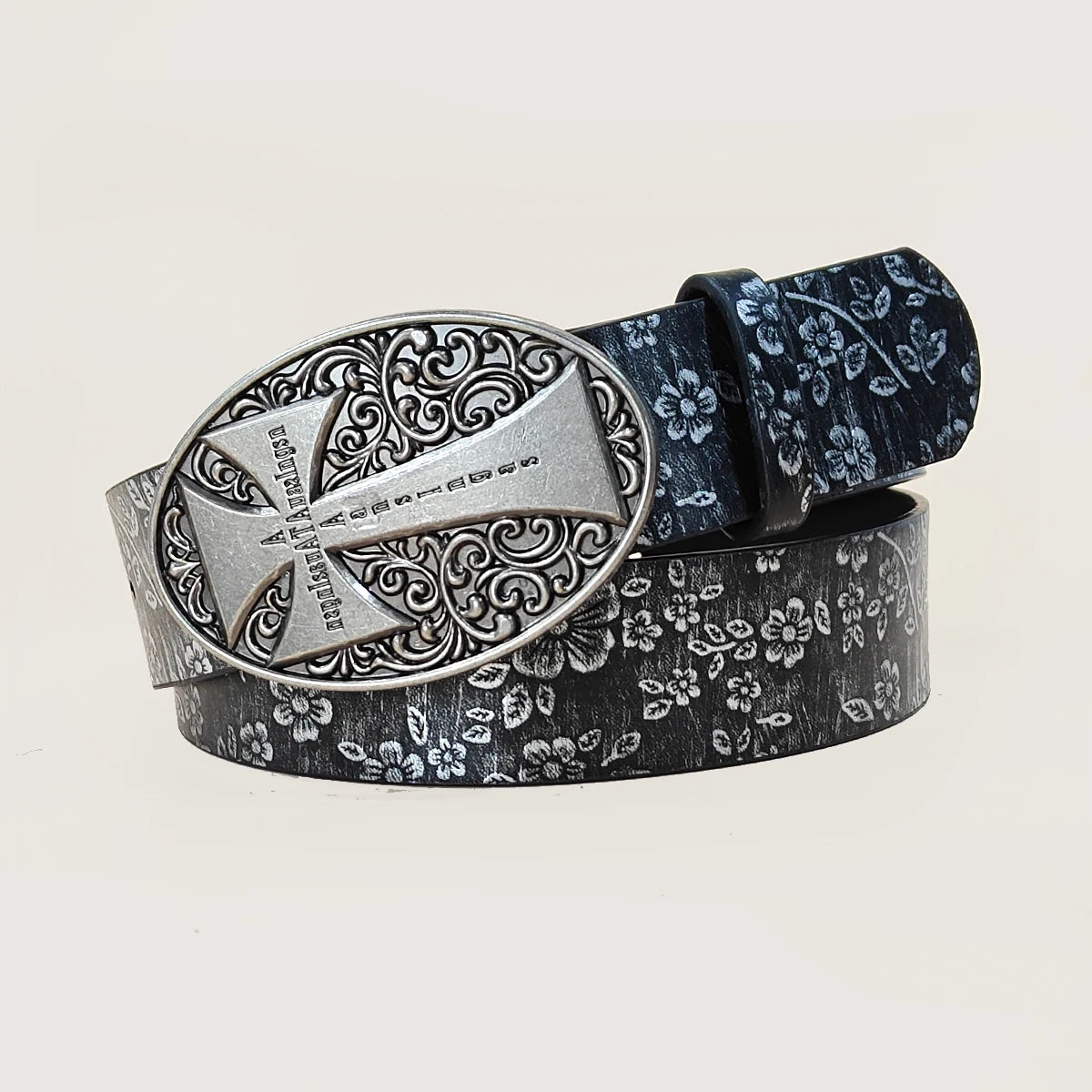 Nostalgic Design New Fashion Belt For Men Women Decoration Paired with Jeans Skirt Versatile Niche Silver Flora Black Belt