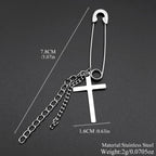 2026 Korean Wave New Stainless Steel Earring Pin Cross Chain Hip Hop Punk Men Accessories Lover Gift Stainless Steel Jewelry