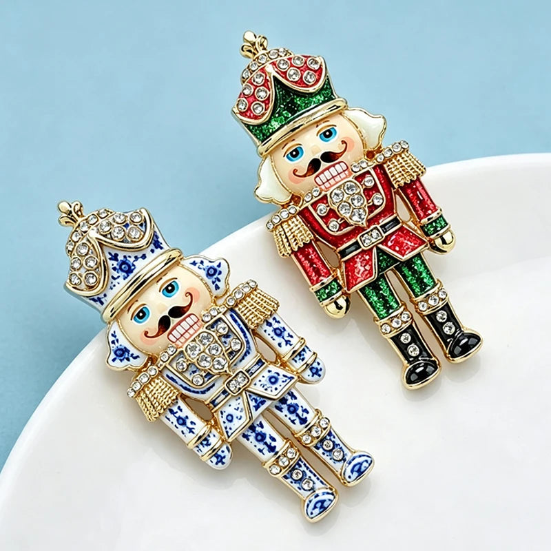 Wuli&baby Lovely King Character Brooches For Women Unisex 2-color Rhinestone Crown Royal King Party Casual Brooch Pin Gifts