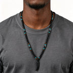 Punk Natural Stone Wolf's Tooth Necklace for Men,Healing Tiger Eye Hematite Pendant Necklace,Vintage Ethnic Jewelry