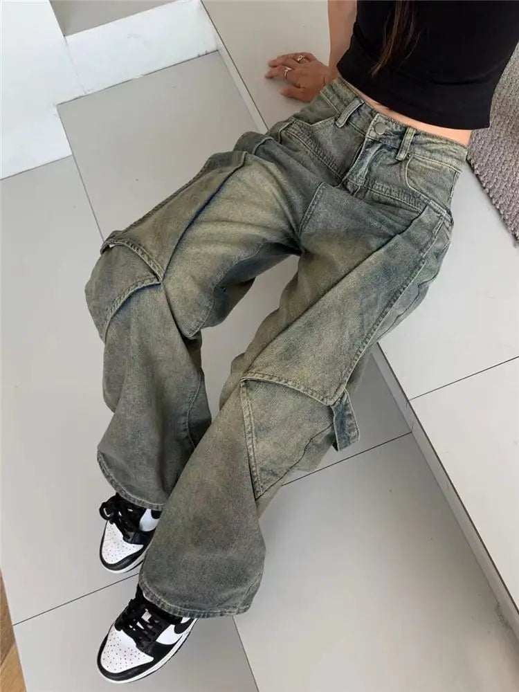 PENDRA Wide Leg Waist Washed Pants