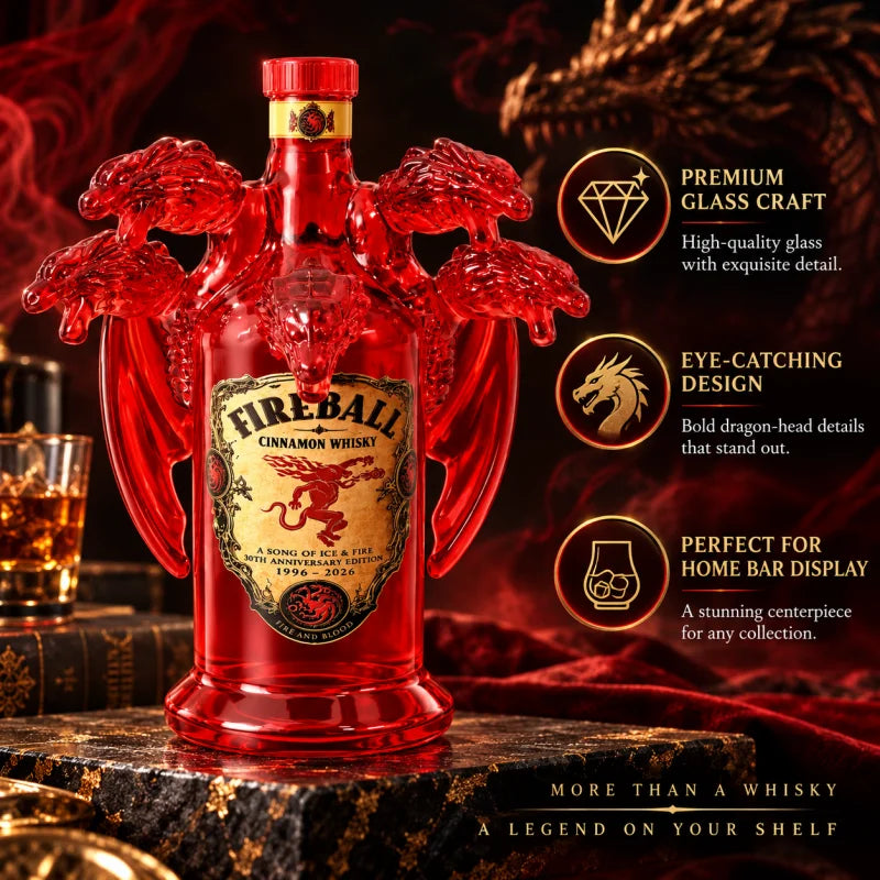 Fantasy Five Dragon Glass Liquor Decanter Red Spirits Bottle Decorative Whiskey Container for Home Bar Display