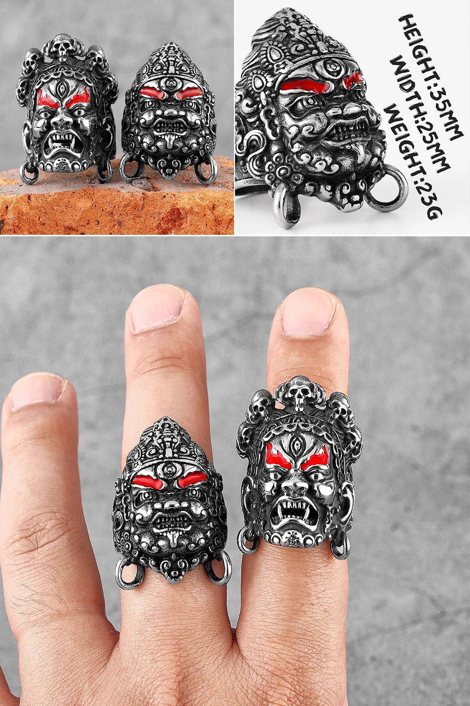 PENDRA Punk Gothic Skull Ring