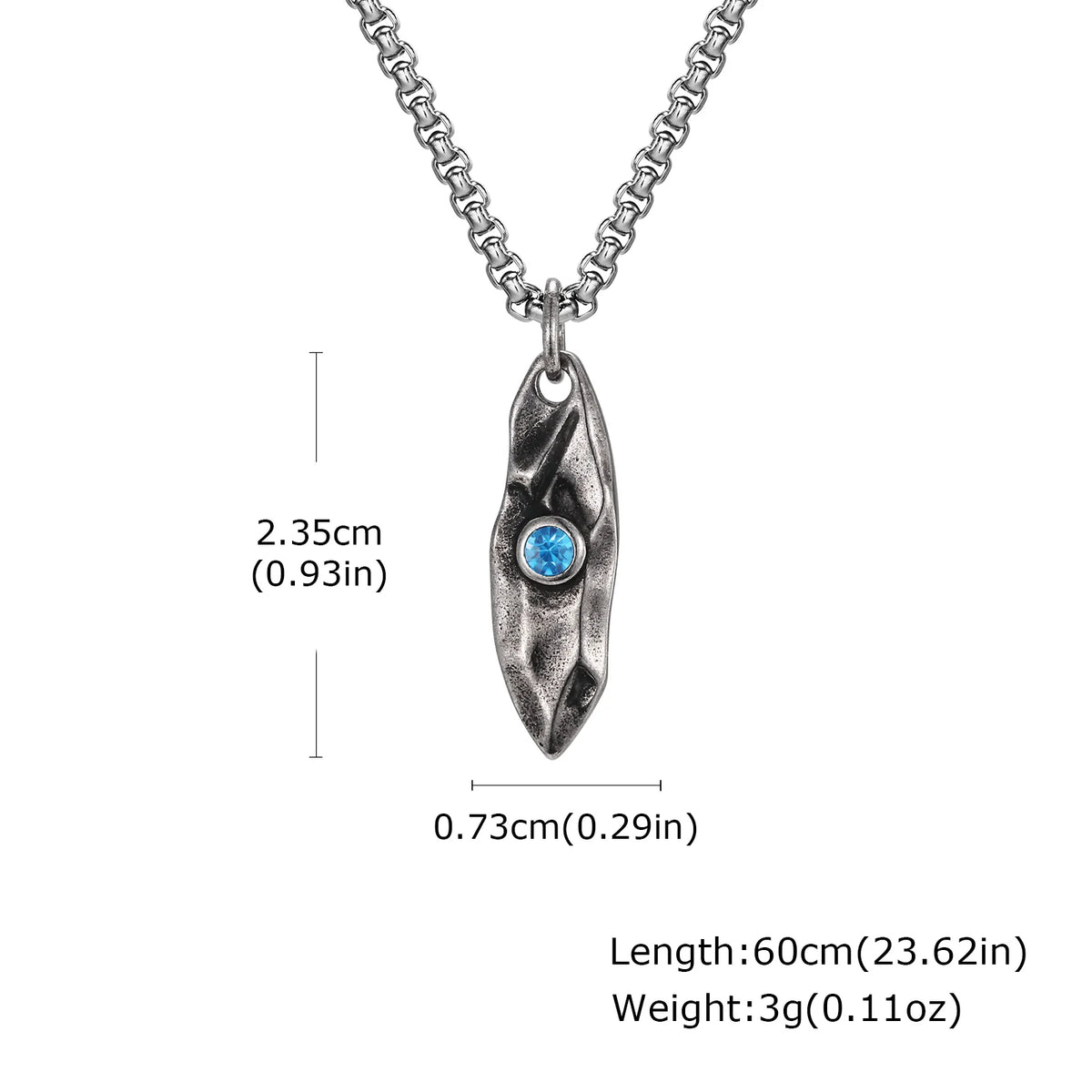 Blue Wishing Stone Necklaces for Men Boys,Trendy Hip Hop Metal Pendant Necklaces,Vintage Birthday Party Male Jewelry Gift