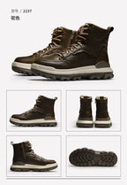 -40c Men's Winter Large-size Leather Sheepskin Fur Integrated Warm and Velvet High-top Trendy Thickened Snow Boots