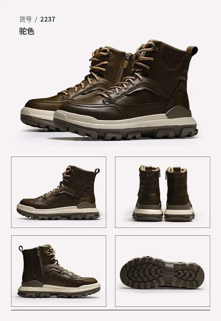 -40c Men's Winter Large-size Leather Sheepskin Fur Integrated Warm and Velvet High-top Trendy Thickened Snow Boots