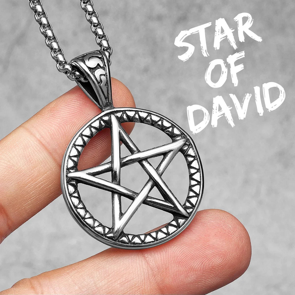 PENDRA Star David Masonic Steel Necklace