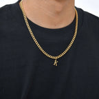 18K Gold Color Initial Necklace for Men Women,A-Z 26 Alphabet Letters Stainless Steel Chain Collars,Name Jewelry Gift