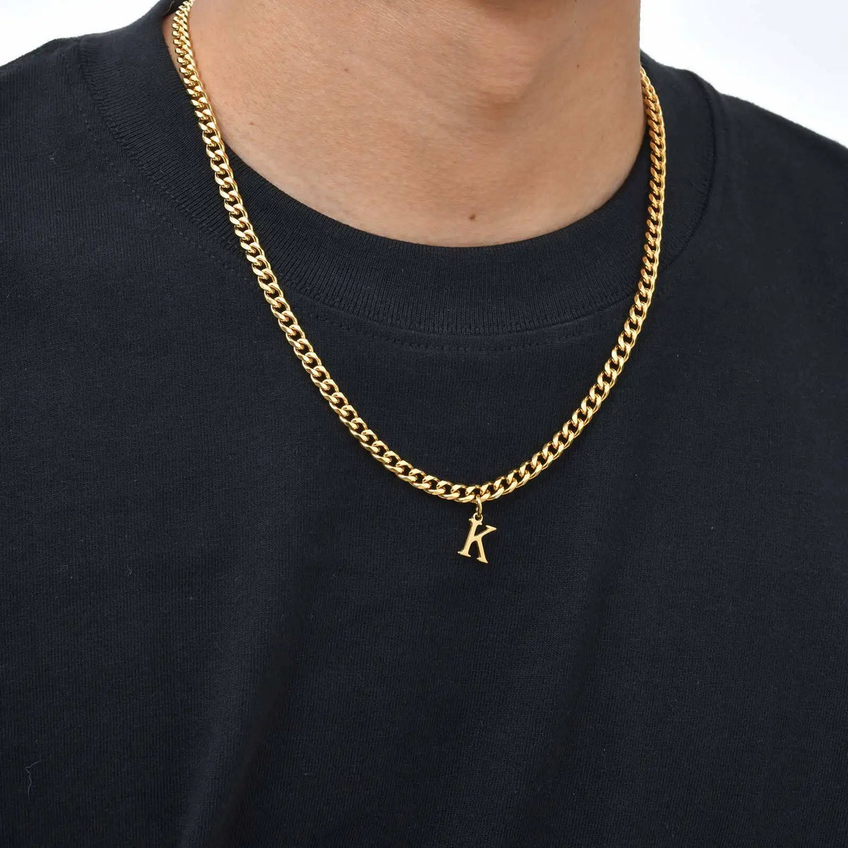 18K Gold Color Initial Necklace for Men Women,A-Z 26 Alphabet Letters Stainless Steel Chain Collars,Name Jewelry Gift
