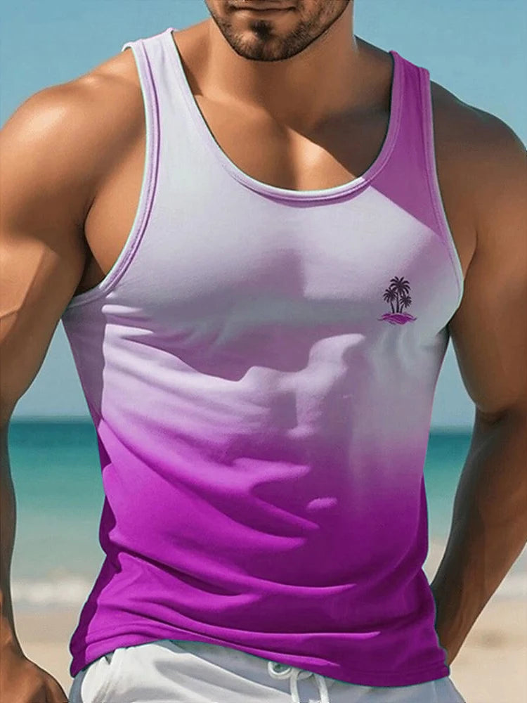 PENDRA Sleeveless Hawaiian Crew Neck Tank Beach Tank Top