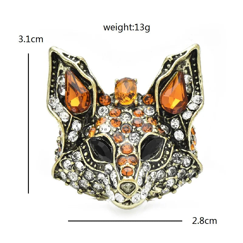 Wuli&baby New Sparkling Fox Brooches For Women Unisex Vintage Luxury Lovely Animal Party Brooch Pins Gifts