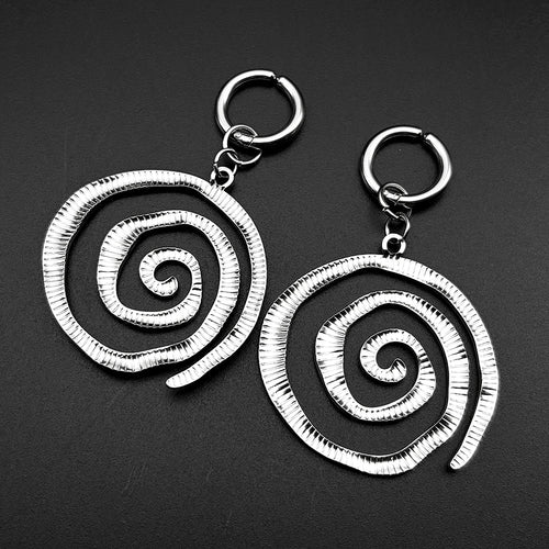 Grunge Stainless Steel Swirl Earrings Cool Korean Charms Hoop Earrings for Women Goth Fashion Accessories Cute Punk Jewelry