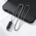 Playable Mini Harmonica Necklace for Men,Rectangular Pendant with Stainless Steel Ball Chain,Punk Music Lover Jewelry Gift