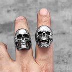 Vintage Broken Skull Stainless Steel Mens Rings Punk Gothic Stylish for Male Boyfriend Biker Jewelry Creativity Gift Wholesale