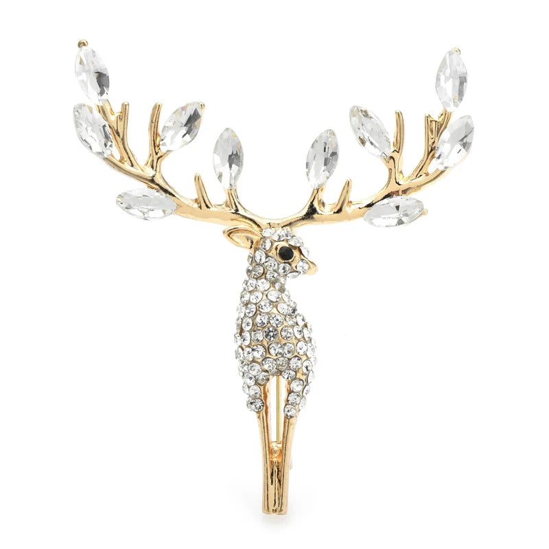PENDRA Lucky Deer Rhinestone Animal Brooch