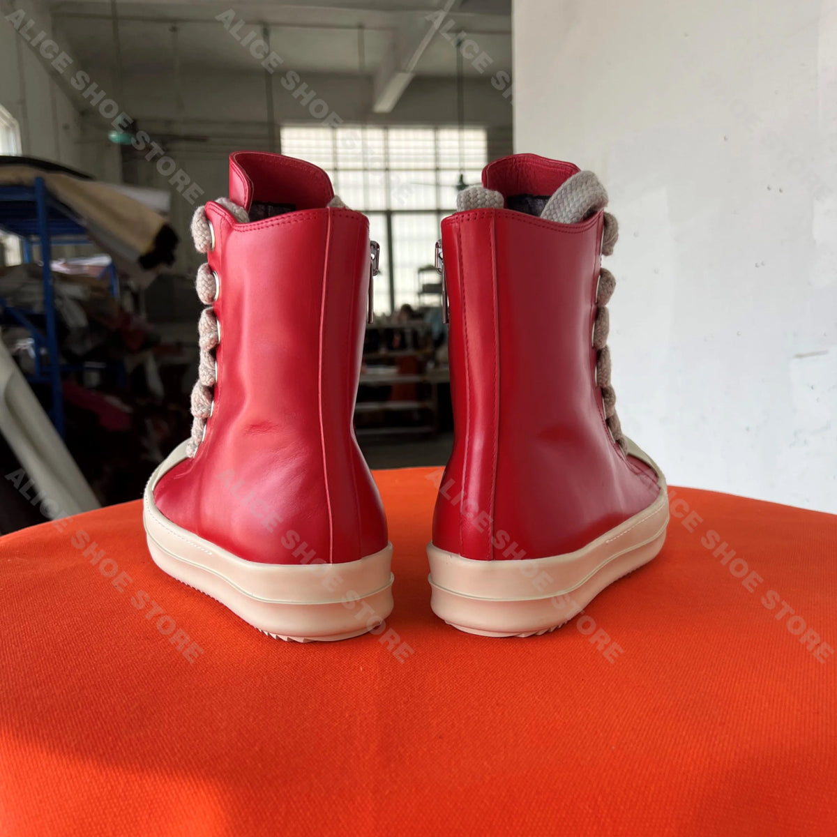 Men Casual Shoes Jumbo Lace Up High Top Brand Genuine Leather Thick Sole Women Luxury Trainer Designer Sneakers Big Plus Size