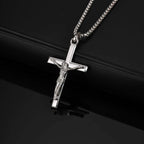 Waterproof Crucifix Cross Necklace for Men Boys,Stainless Steel Catholic Cross Pendant Necklace ,Religious Belief Jewelry Gift