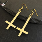 PENDRA Invertedcross Gothic Drop Earrings