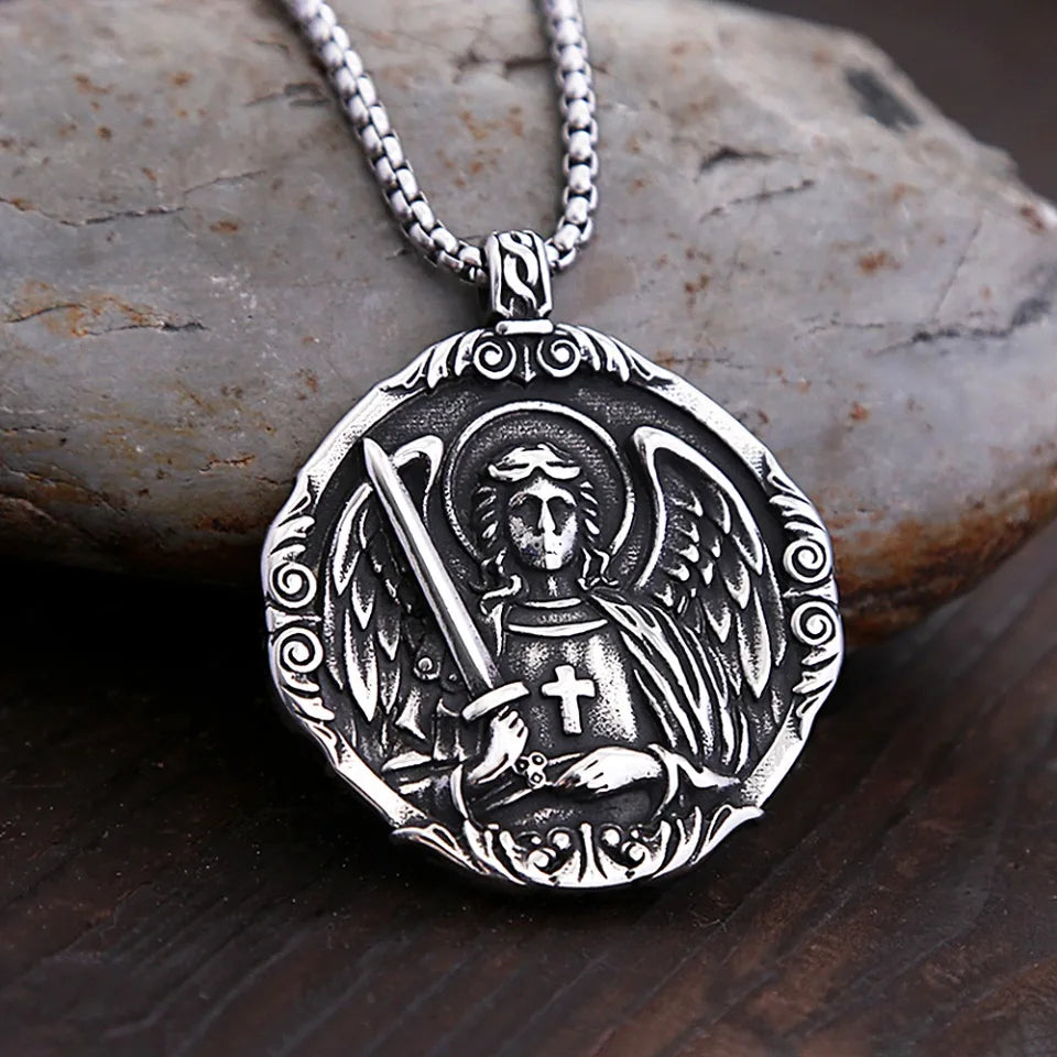 PENDRA Michaelguardian Vintage Saint Michael Angel Pendant Necklace