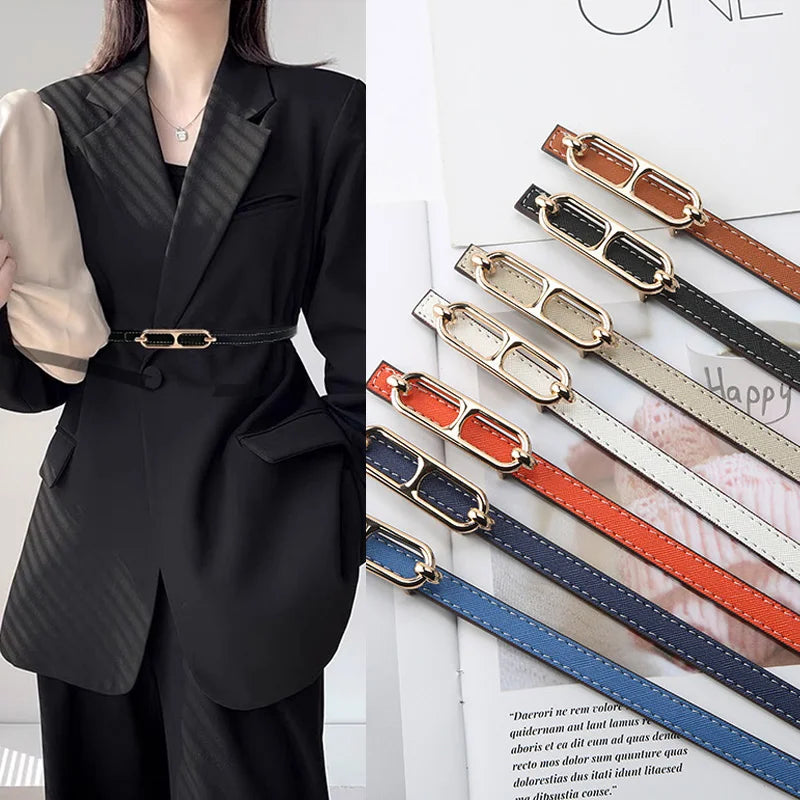 New Elegant women's Pu leather belt decorated ins fashion student trend luxury designer Brands thin waistband For Dress Jeans