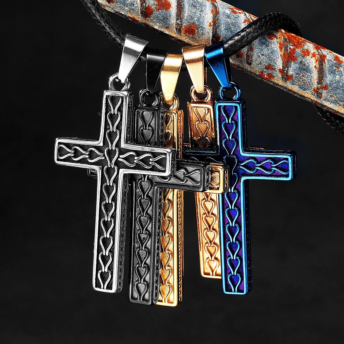 PENDRA Muticolor Religon Cross Steel Necklace