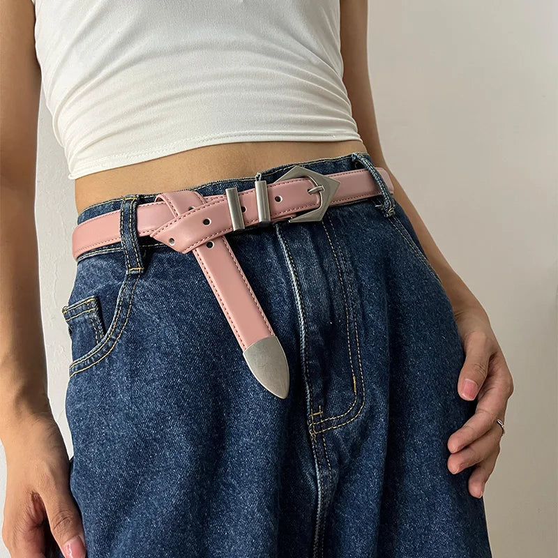 Real Cowhide Leather Belt For Women Punk Decoration Casual Pants Jeans Wide Clothes Waist Belt Retro Fashion Women's Waistband